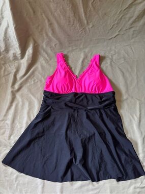 Hot Pink and Black Swim Dress